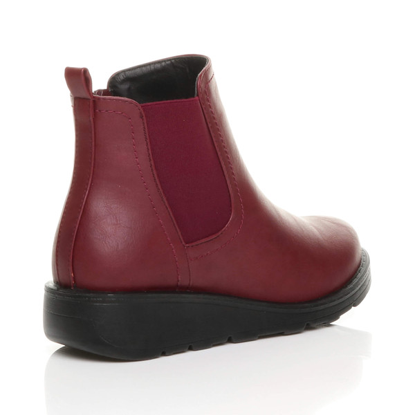 Ajvani Low Wedge Heel Chelsea Comfort Ankle Boots