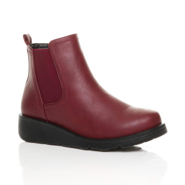 ajvani Low Wedge Heel Chelsea Comfort Ankle Boots