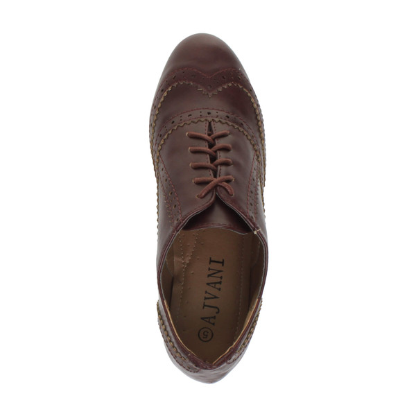 Ajvani Mid Heel Brogue Shoe Boots - I1284