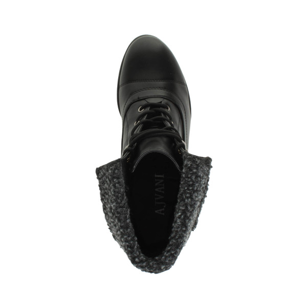 Ajvani Mid Heel Fur Cuff Pixie Ankle Boots - K5854