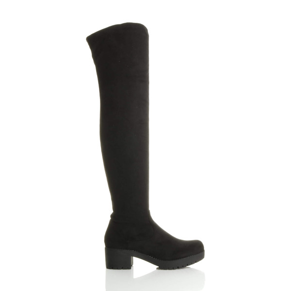 Ajvani Mid Heel Stretch Over The Knee Boots - U0929