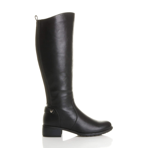 Ajvani Mid Heel Stretch Riding Calf Boots - Y2730
