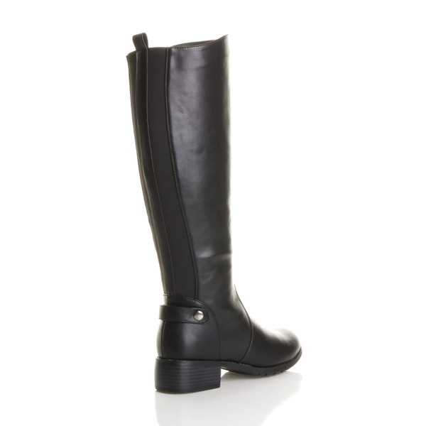 Ajvani Mid Heel Stretch Riding Calf Boots - Y2730