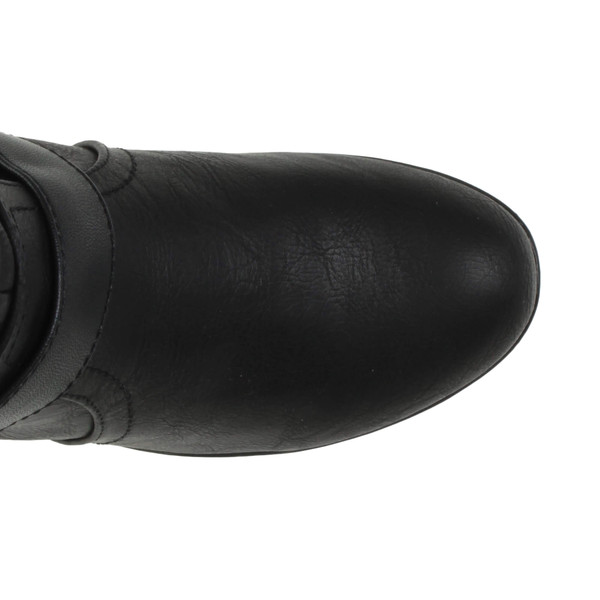 Ajvani Mid Heel Wedge Fur Trim Calf Boots - A8269