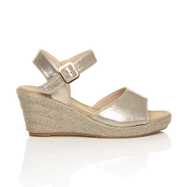 Ajvani Mid Wedge Heel Platform Espadrille Sandals
