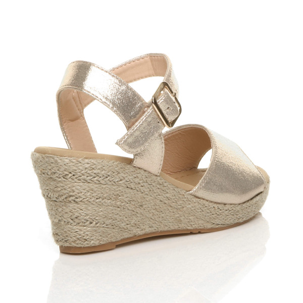 Ajvani Mid Wedge Heel Platform Espadrille Sandals