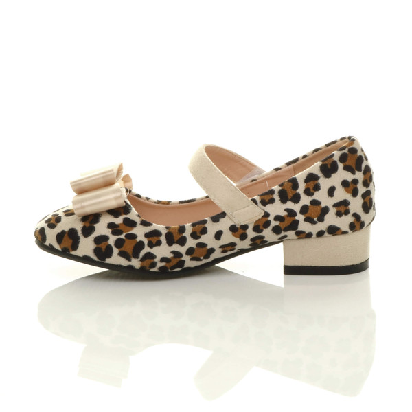 Ajvani Childrens Mary Jane Strap Bow Heeled Shoes - F9692