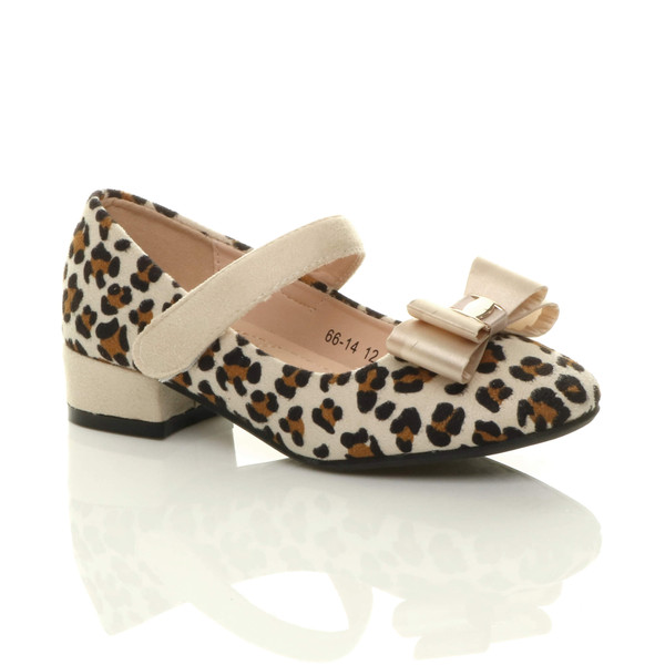 ajvani Childrens Mary Jane Strap Bow Heeled Shoes - F9692