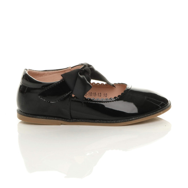Ajvani Childrens Ribbon Bow Scalloped Mary Jane Shoes - U9972