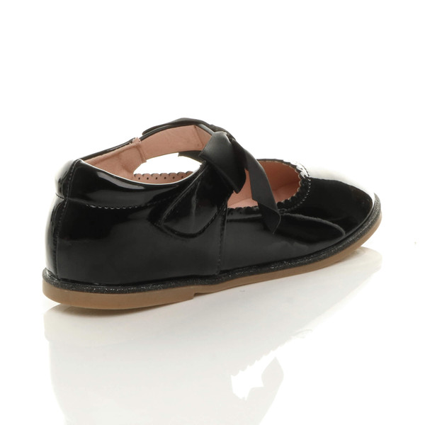 Ajvani Childrens Ribbon Bow Scalloped Mary Jane Shoes - U9972