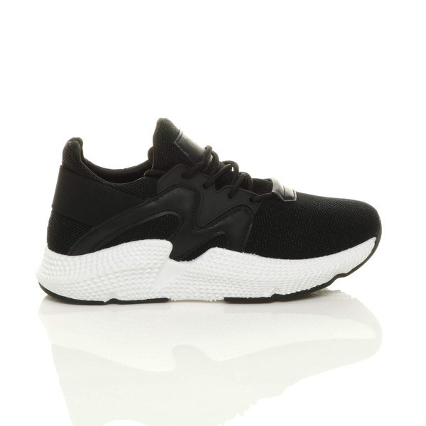 Ajvani Chunky Glitter Mesh Lace Up Trainers Sneakers - K4416