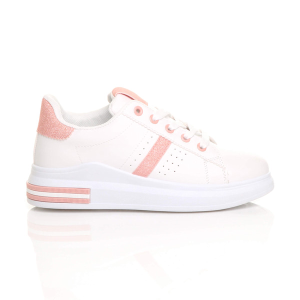 Ajvani Chunky Sole Glitter Lace Up Low Top Trainers - T3499