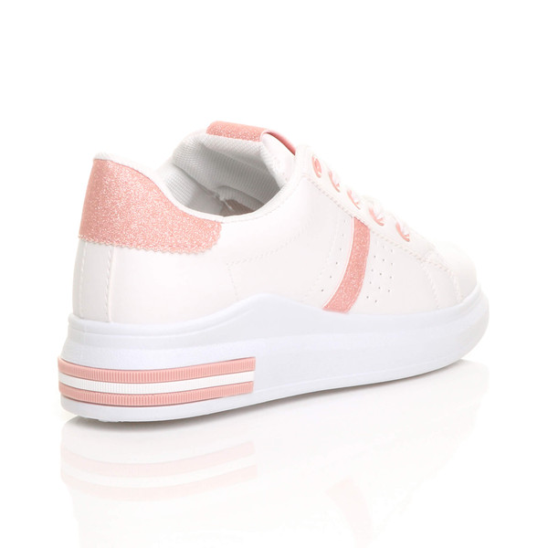 Ajvani Chunky Sole Glitter Lace Up Low Top Trainers - T3499