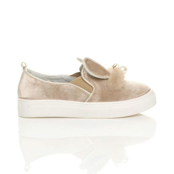 Ajvani Diamante Bunny Ears Plimsolls Trainers - G3533