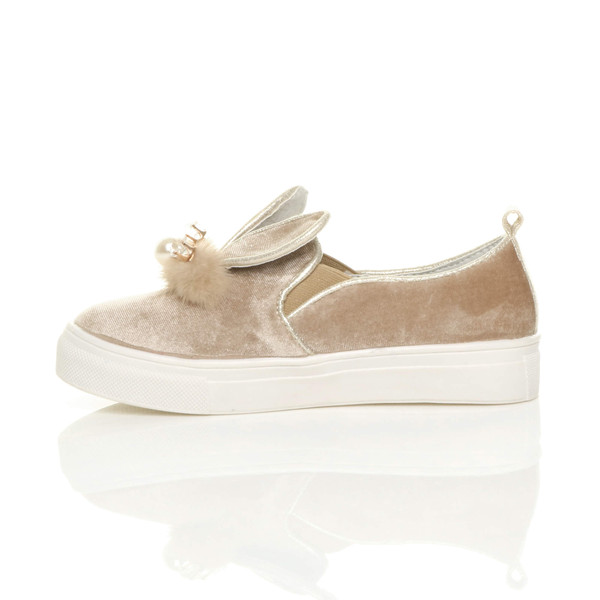 Ajvani Diamante Bunny Ears Plimsolls Trainers - G3533