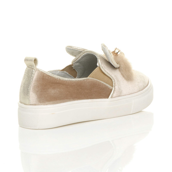 Ajvani Diamante Bunny Ears Plimsolls Trainers - G3533