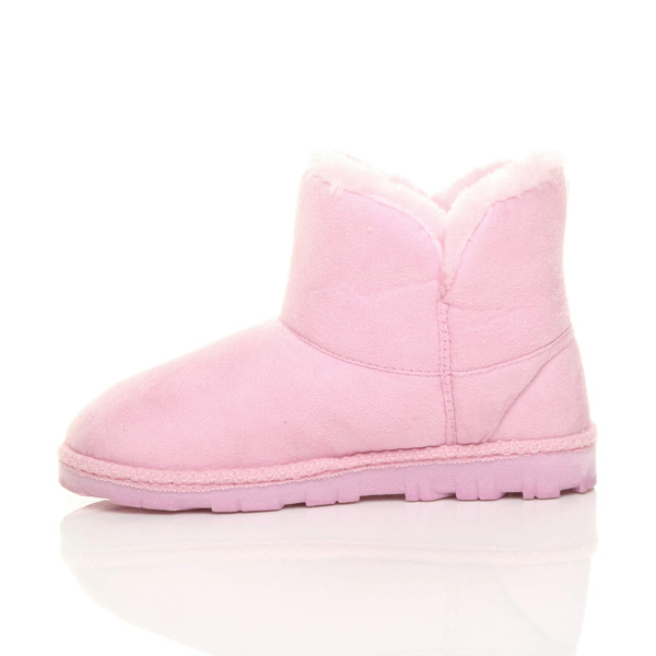 Ajvani Flat Bow Fur Lined Ankle Boots Slippers Booties - H6016