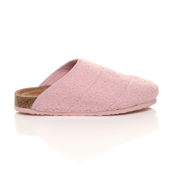 Ajvani Flat Comfort Fleece Footbed Slippers Grip Sole Indoor Mules