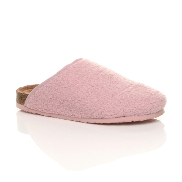 ajvani Flat Comfort Fleece Footbed Slippers Grip Sole Indoor Mules
