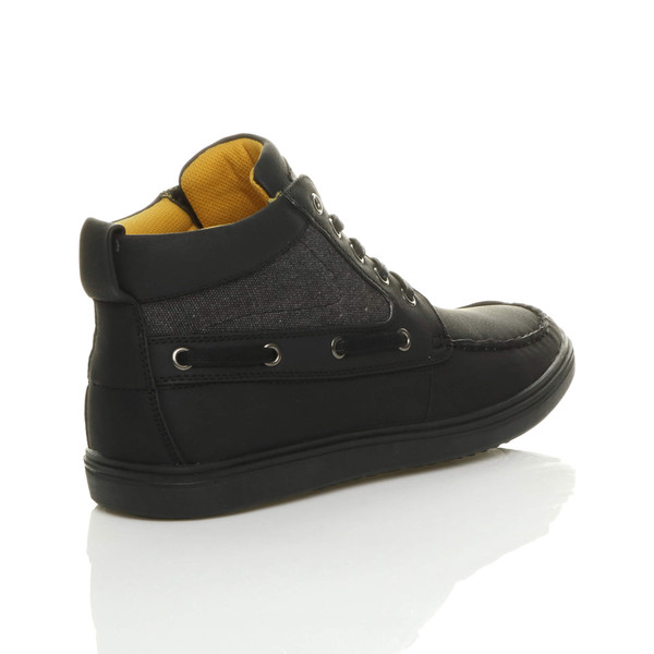 Ajvani Flat Contrast Boat Hi-Top Trainers Ankle Boots - H6253