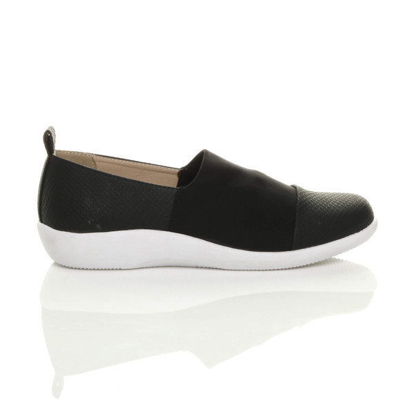Ajvani Flat Cushioned Padded Comfort Elastic Snake Slip On Shoes Trainers - F1175