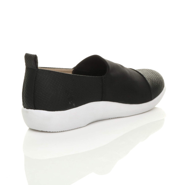 Ajvani Flat Cushioned Padded Comfort Elastic Snake Slip On Shoes Trainers - F1175