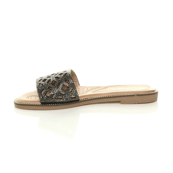 Ajvani Flat Diamante Cut Out Flip Flop Sandals - O5748