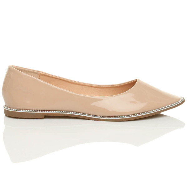 Ajvani Flat Diamante Pointed Toe Ballerina Dolly Shoes - K2395