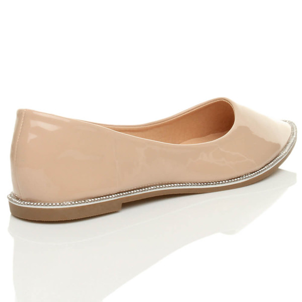 Ajvani Flat Diamante Pointed Toe Ballerina Dolly Shoes - K2395