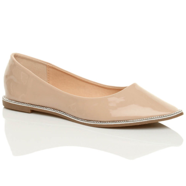 ajvani Flat Diamante Pointed Toe Ballerina Dolly Shoes - K2395
