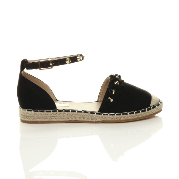 Ajvani Flat Flower Studded Beach Sandals Espadrilles - K6288