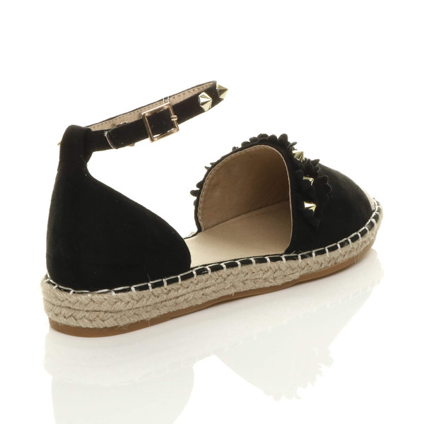 Ajvani Flat Flower Studded Beach Sandals Espadrilles - K6288
