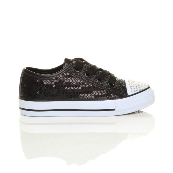 Ajvani Flat Glitter Plimsolls Trainers Sneakers - V1929