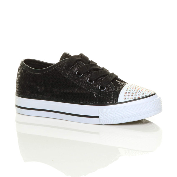 ajvani Flat Glitter Plimsolls Trainers Sneakers - V1929