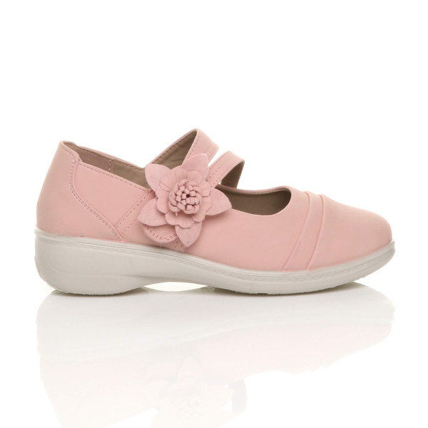 Ajvani Flat Grip Sole Padded Mary Jane Hook & Loop Comfort Shoes