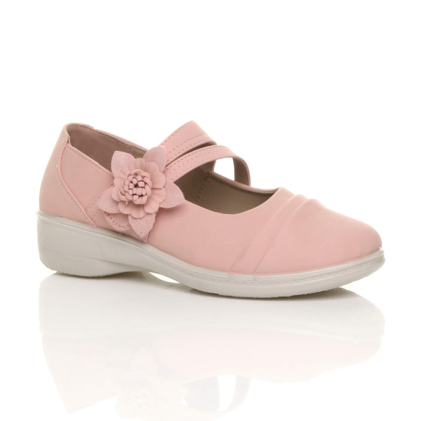 ajvani Flat Grip Sole Padded Mary Jane Hook & Loop Comfort Shoes