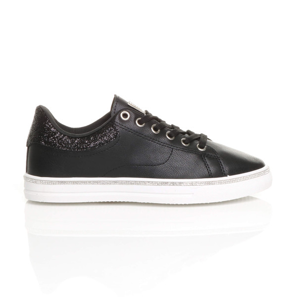 Ajvani Flat Lace Up Diamante Low Top Trainers - Y1959
