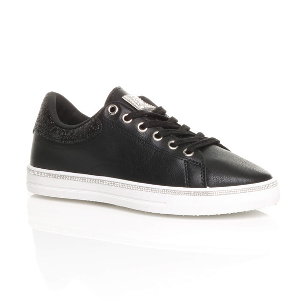 ajvani Flat Lace Up Diamante Low Top Trainers - Y1959