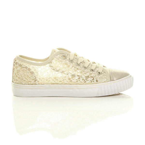 Ajvani Flat Mesh Sequin Plimsolls Trainers Sneakers - Q9172