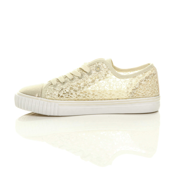 Ajvani Flat Mesh Sequin Plimsolls Trainers Sneakers - Q9172