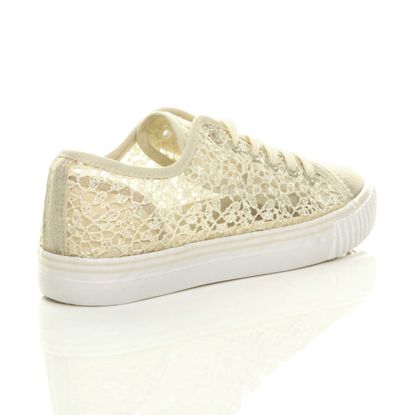 Ajvani Flat Mesh Sequin Plimsolls Trainers Sneakers - Q9172