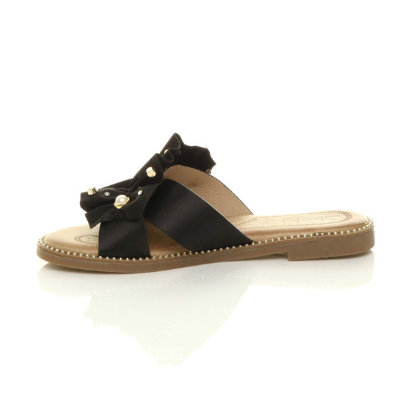 Ajvani Flat Pearl Diamante Ruffle Sandals Flip Flops - V3419