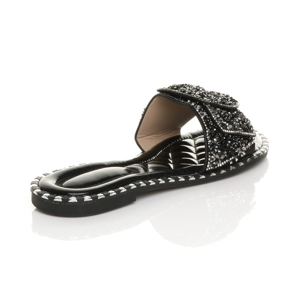 Ajvani Flat Slip On Studded Diamante Mules Sandals Flip Flops