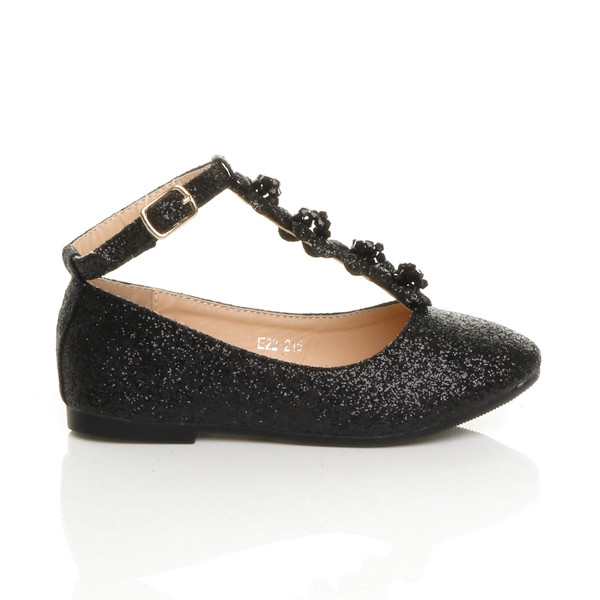 Ajvani Flat T-Bar Glitter Wedding Bridesmaid Shoes Ballerinas - J2117