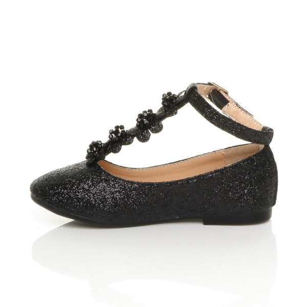 Ajvani Flat T-Bar Glitter Wedding Bridesmaid Shoes Ballerinas - J2117