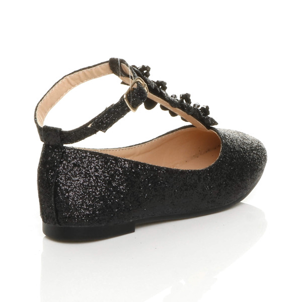 Ajvani Flat T-Bar Glitter Wedding Bridesmaid Shoes Ballerinas - J2117