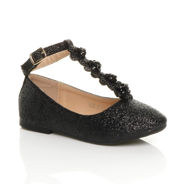 ajvani Flat T-Bar Glitter Wedding Bridesmaid Shoes Ballerinas - J2117