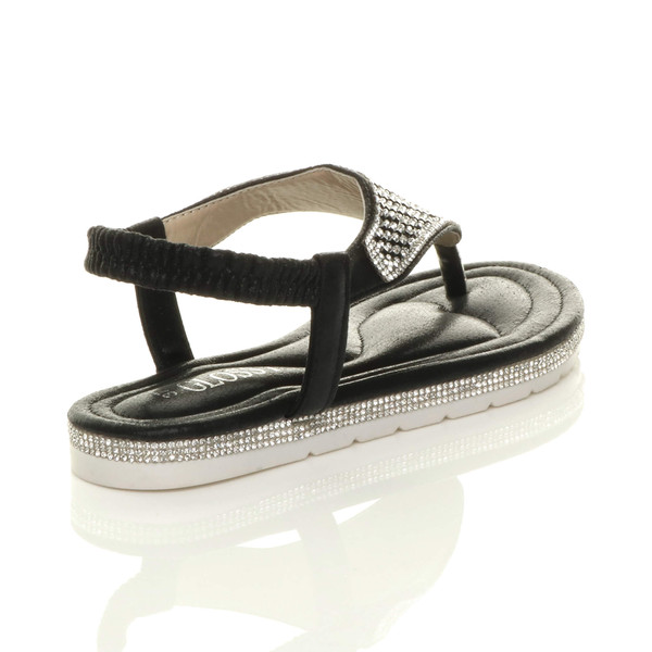 Ajvani Flatform Toe Post Diamante T-Bar Comfort Slingback Sandals - J5749