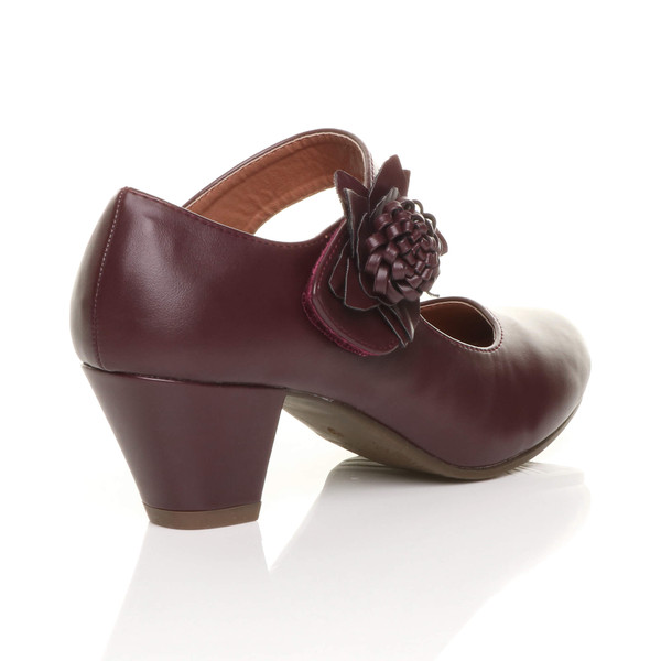Ajvani Flower Mary Jane Padded Comfort Court Shoes - F3250