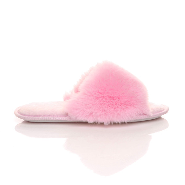 Ajvani Fluffy Washable Peep Toe Slippers Slides - V4115